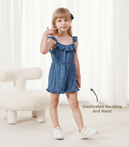 Vestido floral con volantes y tirantes para niñas pequeñas, minivestido de algodón de verano sin mangas con escote y cintura elásticas - Product Image 5