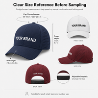 Casquette de golf personnalisée à séchage rapide perforée au laser avec logo brodé pour clubs de tennis, équipes sportives, performance en extérieur
