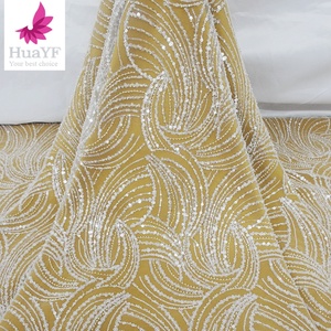 Hot Sale Elegant French <strong>Soft</strong> Beads Tulle <strong>Lace</strong> With Sequins <strong>Fabric</strong> for Women Party Dress <strong>Wholesale</strong> Price HY2108-1 - Product Image 1