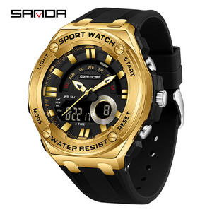SANDA 3190 Hot Digital Men's Fashion Business Watch Quartz Dual Display Water Resistant 5BAR Silicone Band Stop Watch 2026 - Product Image 3