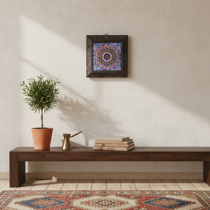 Azulejo Decorativo de Pared de Cerámica Pintado a Mano Turco, Enmarcado, 10x10 cm, de Turquía - Product Image 3