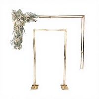 Arche dorée semi-circulaire moderne à double poteau en fer forgé, écologique, pour mariage, intérieur/extérieur, accessoires de fond personnalisés