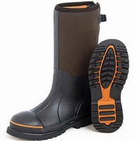 Bottes de travail en caoutchouc pour hommes, embout en acier, tige renforcée, imperméables, antidérapantes, doublure respirante en néoprène 6 mm, durables, marron, pour la construction et l'agriculture
