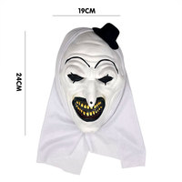 Masque intégral en latex Terrifier Art the Clown avec capuche en tissu blanc, masque de cosplay de film d'horreur pour Halloween, vente en gros pour déguisements