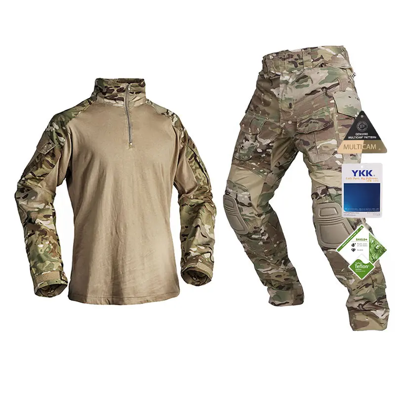 Emersongear Personalizado G3 Camuflagem Tático Vestuário Camisa Calças Uniforme de Combate Uniforme Sapo Terno Multicam Tático Com Joelheiras