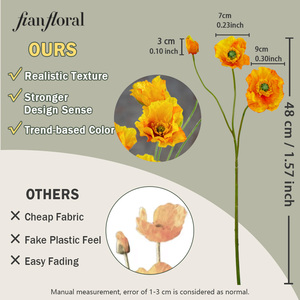 Fiori Artificiali Rossi a Stelo Singolo in Seta, Papaveri in Bulk per Decorazioni Matrimoniali Fai-da-Te, Centrotavola, Progetti Alberghieri, Vendita all'Ingrosso - Product Image 5
