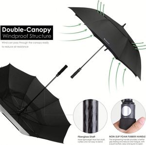 Paraguas de Golf de Doble Toldo Ventilado de 62/68 Pulgadas, Gran Tamaño, Apertura Automática, para Deportes al Aire Libre, Viajes, Hombres y Mujeres - Product Image 4