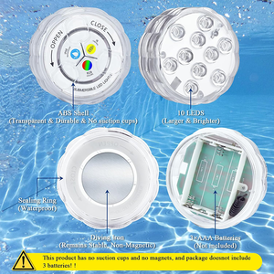 <span class=keywords><strong>Luces</strong></span> de piscina LED <span class=keywords><strong>a</strong></span> prueba de agua con pilas, lámparas sumergibles inalámbricas que cambian de 16 colores <span class=keywords><strong>para</strong></span> piscinas de suelo, estanques, acuario - Product Image 4