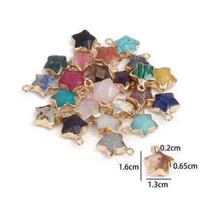 Großhandel 13x16mm Natürlicher Edelstein Kristall Sternförmiger Anhänger mit Goldrand für Halskette Armband DIY Herstellung - Product Image 3