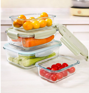 Nhà Bếp Bữa Ăn Prep Tre Gỗ Bento Hộp Ăn Trưa Đặt Lò Microwave Thủy Tinh Trong Suốt Thực Phẩm Lưu Trữ Container Cho Các Bên - Product Image 1