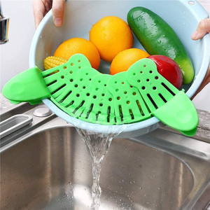 Heat Resistant Kitchen Pan Pot Bowl Clip Collapsible Silicone <b>Sink</b> <b>Strainer</b> for Vegetable Noodles Cooking - Product Image 1