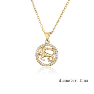 Collar con Colgante de Moneda de los 12 Signos <span class=keywords><strong>del</strong></span> Zodiaco, Micro Pavé de Circonia, Collar con Signo <span class=keywords><strong>del</strong></span> Zodiaco, Joyería Astrológica - Product Image 5