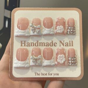 Offre Spéciale vente en gros 10 pièces à la main rose français <span class=keywords><strong>manucure</strong></span> 3D sculpté fleurs conception bec <span class=keywords><strong>de</strong></span> canard à la main doux Cool presse sur les ongles - Product Image 2