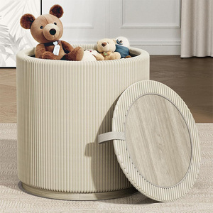 <span class=keywords><strong>Taburete</strong></span> otomano de almacenamiento personalizado para sala de estar, muebles interiores modernos <span class=keywords><strong>con</strong></span> tapa de madera - Product Image 6