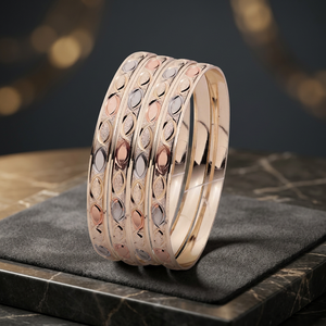 Pulseras de Lujo Bañadas en Oro de 3 Tonos con Textura Personalizada al por Mayor, Joyería Multicolor, Pulseras de Moda Tricolor - Product Image 4