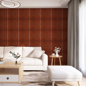 Vente en gros, revêtement décoratif, stries de bois, 50x50cm, panneaux muraux pvc 3d, panneau intérieur pour hôtel - Product Image 5