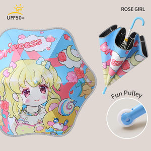 Paraguas de Varilla Recta de Fibra de Vidrio Manual Personalizado de Fábrica, con Diseño de Dibujos Animados Reflectantes de Seguridad para Niños - Product Image 3