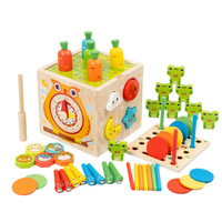 Cubo de Actividades Montessori Duradero para Combinar Colores, Clasificador de Formas Multifuncional, Juguete Educativo de Pesca de Madera para Niños
