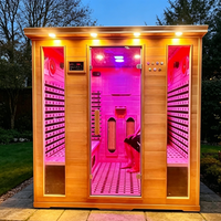 Sauna de Infrarrojos KLAFIN para 4 Personas, Moderna, de Madera de Hemlock, con Control por Computadora, para Interiores y Exteriores, con Función de Masaje
