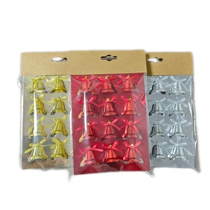 Eden - 12 Adornos Navideños Redondos de Plástico Hechos a Mano con Estampado de 1 Color, Campanas de Navidad, Lazos - Dorado/Plateado/Rojo, Decoración Colgante para Árbol de Navidad - Product Image 1