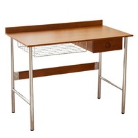 Bureau d'étude de style nordique moderne du milieu du siècle avec tiroirs - Poste de travail informatique en bois massif pour usage domestique ou professionnel