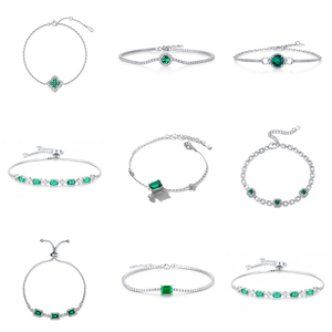 Bracelet tennis de luxe en argent sterling 925 plaqué rhodium avec émeraudes de laboratoire, multi-styles, ovales, rondes, taille émeraude, ajustable - Product Image 2