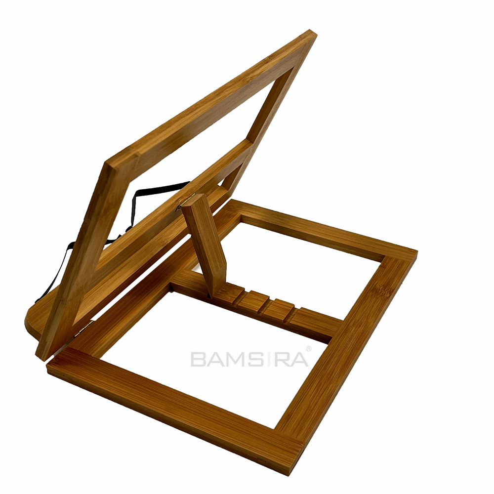 Портативная подставка для чтения, регулируемая настольная Музыкальная подставка, бамбуковая подставка для книг и держатель для рецепта