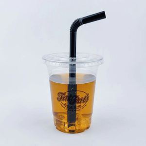 Best Selling Custom logo Transparent 12oz 14oz 16oz PET Iced Coffee Black <b>Plastic</b> <b>Cup</b> with Black Lid - Product Image 4
