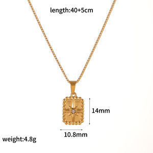 Collar con colgante de acero inoxidable con dije de corazón y estrella, cadena de clavícula en tono dorado para regalo, joyería de moda. - Product Image 5