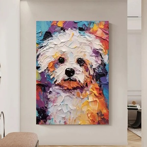 Art mural abstrait réaliste et doux sur toile, motif chien neutre, pour la décoration intérieure de la maison et des hôtels - Product Image 1