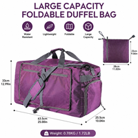 Sac de voyage pliable en Oxford pour le camping en plein air, grande capacité, imperméable, léger, pour le sport et la gym, avec bandoulière détachable