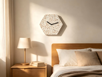 Horloge murale décorative en terrazzo, cadran rond en terrazzo, aiguilles en métal laiton, décoration murale pour la maison