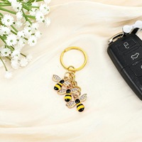 Strass abeille scintillant métal porte-clés bourdon étincelant porte-clés cristal Animal porte-clés décor pour sac sac à main portefeuille
