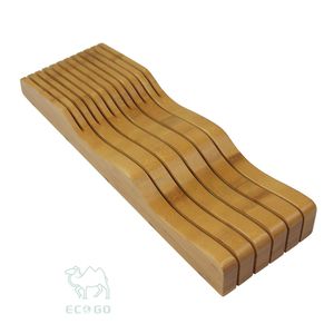 Porte-couteaux en bambou écologique avec capacité personnalisée pour le comptoir de cuisine, organisateur de rangement pour couteaux de chef - Product Image 1