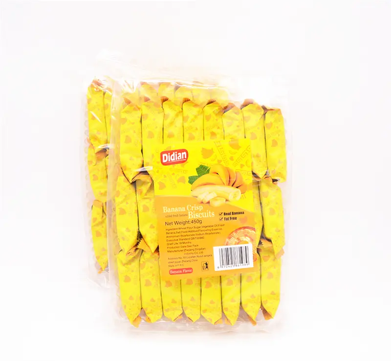 450g pack individuel banane biscuit croustillant glucose biscuit assorties carton biscuit à la crème des collations saines