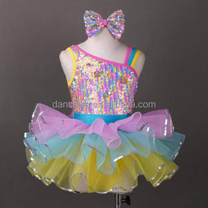 Costume de scène pour enfants à <span class=keywords><strong>pois</strong></span> noirs et blancs, jupe <span class=keywords><strong>tutu</strong></span> de danse rose contrastée pour filles, costume de performance - Product Image 5