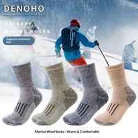 Chaussettes unisexes en laine mérinos DENOHO personnalisées, entièrement en tissu éponge, tricot épaissi 108 points, chaussettes d'hiver épaisses mi-mollet pour la randonnée et le ski