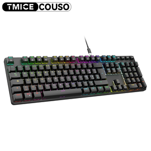 Clavier mécanique filaire <span class=keywords><strong>AZERTY</strong></span> personnalisable 104 touches, panneau métallique rétroéclairé RVB, interrupteurs rouges linéaires anti-ghosting, clavier de jeu - Product Image 3