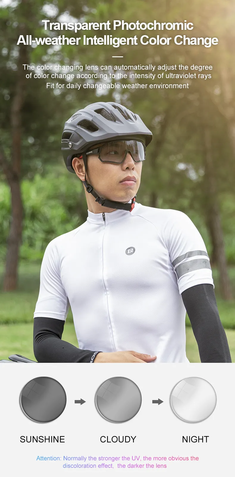 ROCKBROS Outdoor Cycling Polarized Glasses UV Protection Transparent Photochromic Sport Eyeglasses Bicycle Eyewear