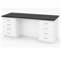 Mesa de Laboratorio con Múltiples Cajones, Superficie de Resina Fenólica Resistente a Ácidos y Álcalis, con Base y Gabinetes con Cajones