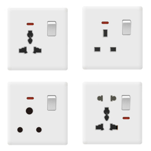 Trắng 4-way 3-Way điện tường chuyển đổi ổ cắm 16A 1 năm nhà ánh sáng ổ cắm phổ cho khách sạn đôi 3 pin nhựa Max. 250V - Product Image 1