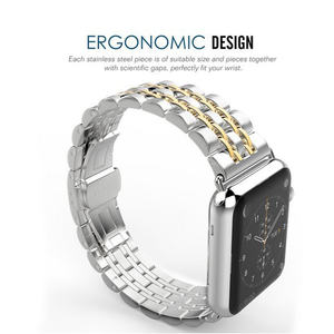 CM Business <span class=keywords><strong>7</strong></span> maillons métal Bracelet de montre pour iWatch <span class=keywords><strong>7</strong></span> 6 SE 5 4 3 Bracelet en acier inoxydable pour <span class=keywords><strong>Apple</strong></span> <span class=keywords><strong>Watch</strong></span> 40/ 44 /41mm <span class=keywords><strong>45m</strong></span> - Product Image 3