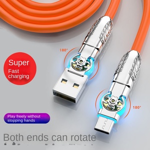 Nuevo diseño Led Light TPE Silicona Rotación de 180 grados 5A Tipo <span class=keywords><strong>Usb</strong></span> <span class=keywords><strong>C</strong></span> Línea de cable de datos de carga rápida para cargador de teléfono <span class=keywords><strong>m</strong></span>óvil - Product Image 3