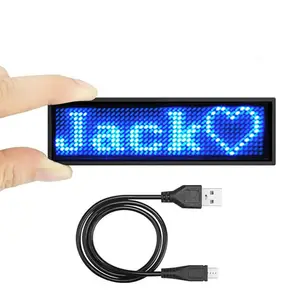 Placa de sinalização LED programável com botão flexível e etiqueta de nome personalizada, display de LED vestível