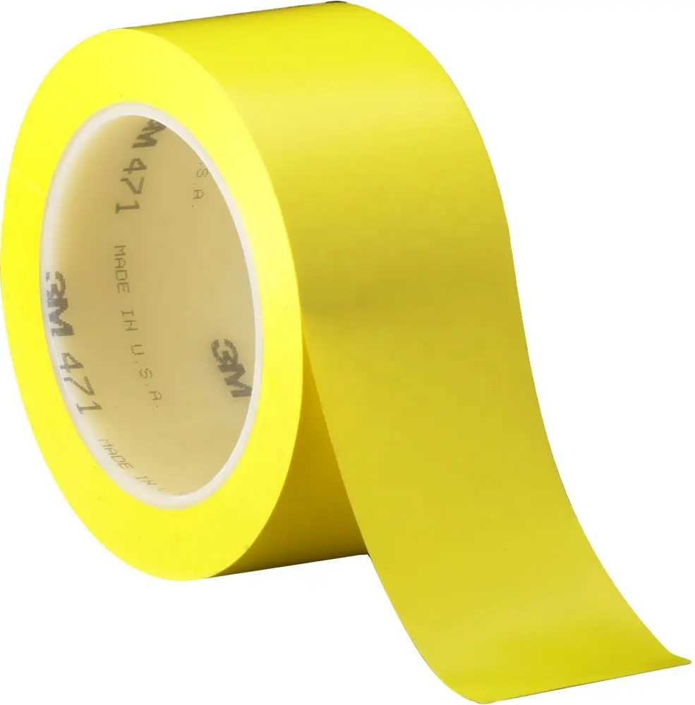 Fita de vinil 3M 471, borracha de PVC amarela refletindo fita de segurança à prova d'água, rolo de piso de PVC preto amarelo à prova d'água 0.14mm