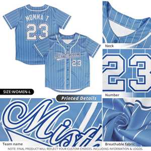 Maillot de baseball authentique personnalisé, design tendance, rayures bleu clair et blanc, entièrement boutonné - Product Image 2