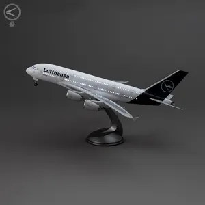 Geschäfts geschenk Dekoration Handwerk Neues ABS Flugzeug Modell Airbus A380 Lufthansa Airlines Größe 46cm Maßstab 1/160 mit LED-Licht