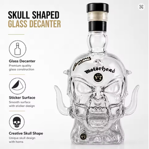 Decantador de Whisky con Forma de Calavera, Botella de Licor de Vidrio Transparente para Bourbon, Brandy, <span class=keywords><strong>Vino</strong></span>, Decoración de Bar en Casa, Regalo - Product Image 4