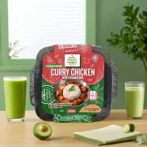 Roots Palate Curry au poulet avec riz cuit à la vapeur 300G, pot auto-chauffant à base de plantes, adapté aux végétariens - Product Image 1