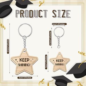 Portachiavi in Legno '<span class=keywords><strong>Sei</strong></span> una Stella' all'Ingrosso e Sacchetti in Organza, Regali per il Ritorno a Scuola per Studenti, Insegnanti, Colleghi - Product Image 2